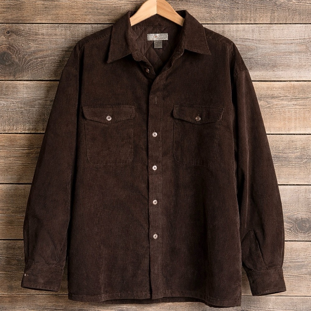Sun River Corduroy Shirt Jacket in Dark Brown Size L NWT